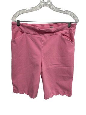 Coral Bay 16 Pink Scalloped Hem Pull-On Stretch Shorts Minimalist Coastal